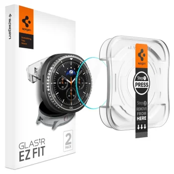 Aizsargstikls Spigen Glas.TR Ez-Fit priekš Samsung Galaxy Watch 8 46mm, 2 gab., caurspīdīgs
