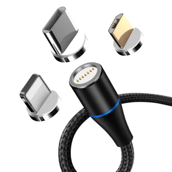 Maxlife MXUC-03 magnētiskais kabelis 3-in-1 USB uz Lightning / USB-C / microUSB 1m 3A, Melns