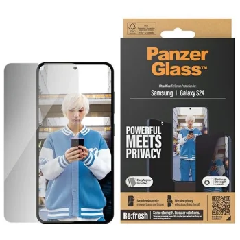 PanzerGlass Ultra-Wide Fit aizsargstikls ar aizsargstiklu un pozicionētāju Samsung Galaxy S24 | Privacy Tempered...