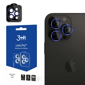 3mk Lens Protection Pro kameras aizsargstikls iPhone 15 Pro Max ar zilu rāmi
