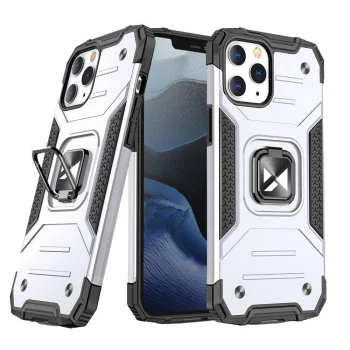 Wozinsky Ring Armor vāciņš iPhone 13 Pro Max ar statīvu un gredzenu, sudraba krāsā