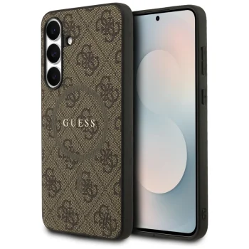 Guess 4G Ring Classic Logo MagSafe vāciņš Samsung Galaxy S25 FE - brūns