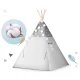Bērnu telts ar gaismas virteni Nukido, Pelēka ar zvaigznēm | Tent Tipi for Children