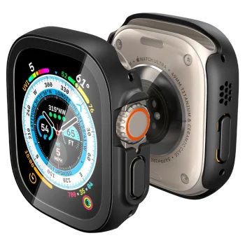 Aizsargvāciņš ar rūdītu stiklu Spigen Thin Fit 360 priekš Apple Watch Ultra 49mm, melns