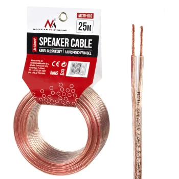 Maclean MCTV-510 skaļruņu kabelis, 2x1.5mm², 25m, Caurspīdīgs