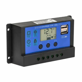 Saules uzlādes regulators 40A 12V 24V PWM kontrolieris ar LCD displeju un 2 USB