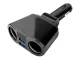 Automašīnas piepīpētāja sadalītājs ar 2 USB pieslēgvietām, melns