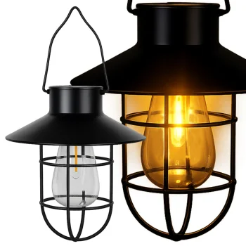 Iekarināma solārā lampa ar krēslas sensoru, Vintage dizains, melna