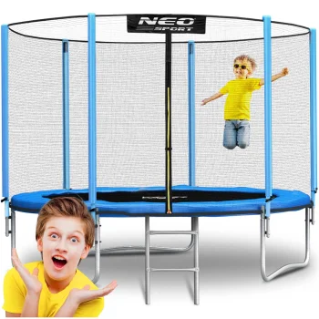 Neo-Sport dārza batuts ar ārējo tīklu un kāpnēm, 312 cm (10ft)