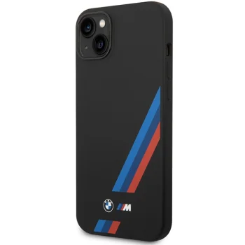 BMW Silicone Slanted Stripes vāciņš iPhone 14 Plus / 15 Plus, melns