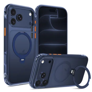 Tech-Protect MagAir Stand MagSafe CC vāciņš iPhone 18 Pro / 17 Pro, tumši zils