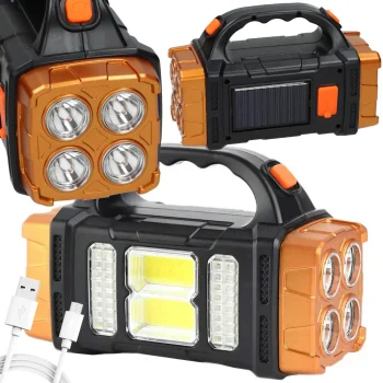 Pārnēsājams LED COB solārais lukturis ar Powerbank funkciju, zelta