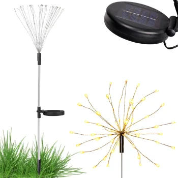 Saules LED dārza lampa Pienene Uguņošana ar durkli, silti balta