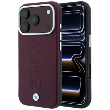 BMW Sign Centered Deboss MagSafe vāciņš iPhone 17 Pro / 18 Pro, bordo