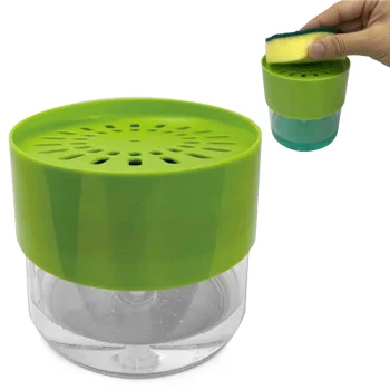 Trauku mazgāšanas līdzekļa dozators ar sūkļa turētāju, 500 ml, zaļš