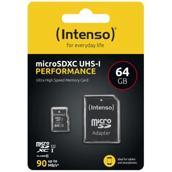 Atmiņas karte Intenso microSDXC 64GB UHS-I U1 Performance ar SD adapteri