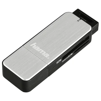 Hama 123900 USB 3.0 karšu lasītājs SD/microSD, melns/sudraba