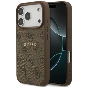 Guess 4G Ring Classic Logo MagSafe vāciņš iPhone 17 Pro, brūns