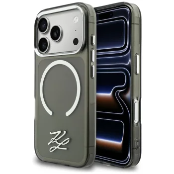 Karl Lagerfeld IML KL Script Logo MagSafe vāciņš iPhone 17 Pro Max - melns