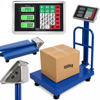 Elektroniskie platformas svari ar atzveltni, 100 kg, LCD, zili