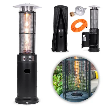 MultiGarden BYH-D-PC 11 kW gāzes sildītājs ar stikla aizsargu un pārvalku, melns