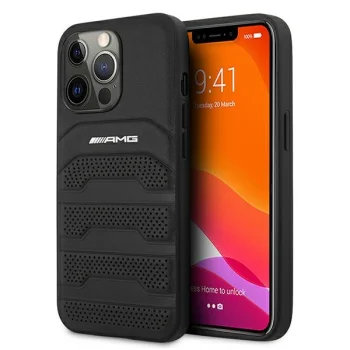 Mercedes iPhone 13 / 13 Pro vāciņš AMG Debossed Lines, melns
