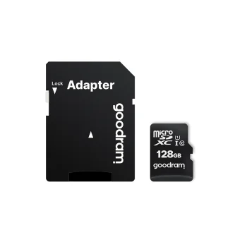 Goodram 128 GB microSDXC atmiņas karte, 10. klase UHS-I ar adapteri, melna