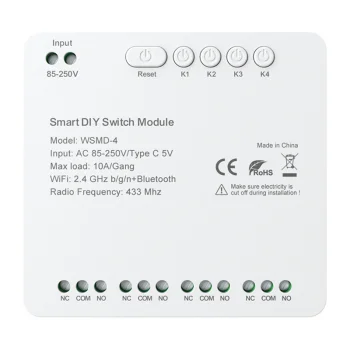 Viedais slēdža modulis Avatto WSMD-4 250V, 4 kanāli, Wi-Fi un Bluetooth