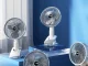 Bezvadu galda ventilators ar klipsi, 3 ātrumi, balts-pelēks
