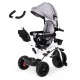 Ecotoys JM-322 bērnu trīsritenis ar 360° grozāmu sēdekli un jumtiņu, pelēks