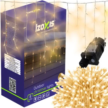Izoxis LED lāsteku virtene 300 LED 15m IP44, silti balta
