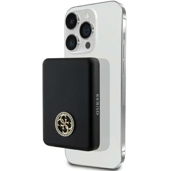 Guess 4G Strassed Metal Logo MagSafe ārējais akumulators 3000 mAh 5W, melns