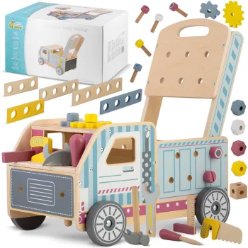 Bērnu koka staigulis, stūmjamais, stūmējs ar instrumentiem RK-874 Ricokids | Kids Wooden Push Walker