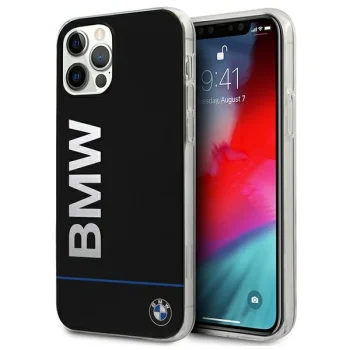 BMW tālruņa vāciņš Signature Printed Logo priekš iPhone 12 / 12 Pro, melns