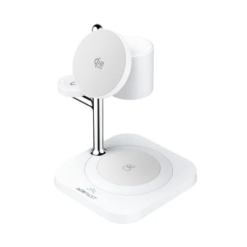 Bezvadu lādētājs 4-in-1 Acefast E39 Qi2.2 25W tālrunim, pulkstenim un austiņām, balts