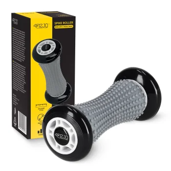 Masāžas rullis ar izciļņiem 4FIZJO Spike Roller 17 cm, pelēks-melns