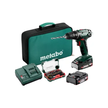 Akumulatora urbjmašīna-skrūvgriezis Metabo BS 18 Set, 18V, 2x 2.0 Ah ar piederumiem