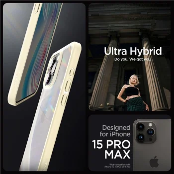 Spigen iPhone 15 Pro Max vāciņš Crystal Hybrid, caurspīdīgs bēšs