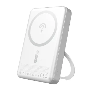 Dudao K28 ārējais akumulators 10000 mAh MagSafe PD 22.5W ar gredzena statīvu, sudraba krāsā