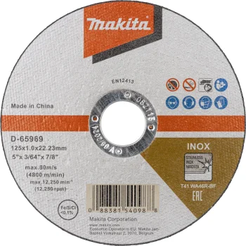 Griešanas disku komplekts Makita D-65969-12 INOX 125x1.2 mm, 12 gab.