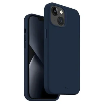 Uniq Lino silikona vāciņš iPhone 14 Plus un 15 Plus zilā krāsā