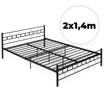 Metāla gulta 140x200 cm ar pamatnes līstēm ModernHome, melna