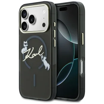 Karl Lagerfeld IML Choupettes Karl Script vāciņš iPhone 17 Pro, Melns