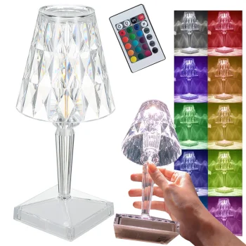 LED RGB galda naktslampiņa ar kristāla efektu un pulti, USB