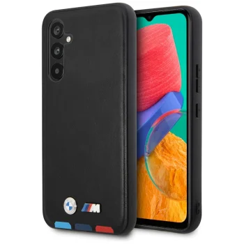 BMW Samsung Galaxy A54 vāciņš Leather Stamp Tricolor, melns