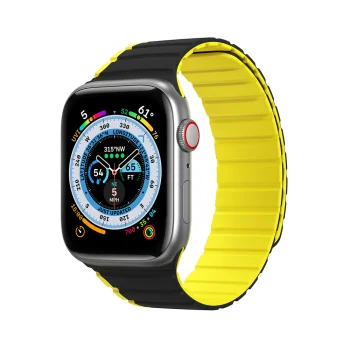 Magnētiskā siksniņa Apple Watch 41 / 40 / 38 mm Dux Ducis LD Version, melna un dzeltena