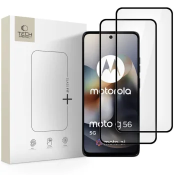 Tech-Protect Glass Fit+ aizsargstikls Motorola Moto G56 5G, 2 gab., melns