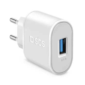 Sienas lādētājs SBS TETR1USB2AWFAST 10W USB-A, balts