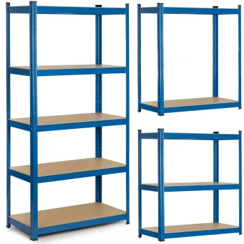 Humberg 4845 metāla noliktavas plaukts 180x90x30 cm, zils