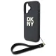 DKNY Wrist Strap Stock Logo iPhone 16 vāciņš ar rokas siksniņu, melns